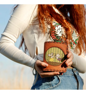 Dans Eden Fare Figürlü Küçük Cüzdan Etnik Bohem Retro Style - Taba