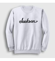 Presmono Unisex Beyaz Logo Jackson Hediye Gitar Sweatshirt 544063tt (Beyaz)