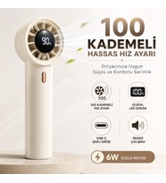Taşınabilir El Vantilatörü, Dijital Ekranlı Mini Fan, 100 Kademeli Hız Ayarlı, USB-C Şarjlı, 6W Güçlü Motorlu, Sessiz ve Kompakt Tasarım, Seyahat ve Günlük Kullanım İçin
