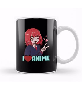 I Love Anime Cute Japanese Kawaii Anime Girl Kupa Bardak Porselen