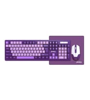 Mor & Pembe Klavye + Mouse + Mousepad Seti - Masaüstü Klavye Mouse Seti 2.4 GHz