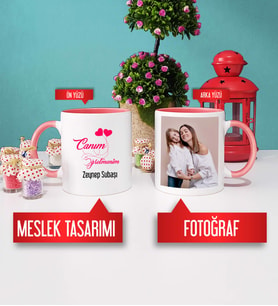 Öğretmenler Günü Hediyesi Kupa Bardak Pembe Fotoğraflı