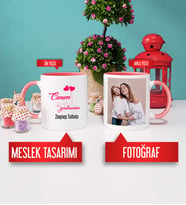 Öğretmenler Günü Hediyesi Kupa Bardak Pembe Fotoğraflı