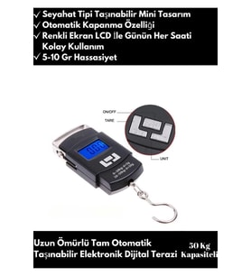 Digital Portable Scale 50 kg Kapasiteli El Tartısı Dijital Renkli LCD Ekranlı Kantar Terazi