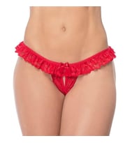 Desire in Motion Bel Fırfırlı Dantelli Fantezi Kadın Külot Tanga (Kırmızı)