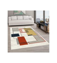 Rovigo Home Dijital Baskı Yıkanabilir Kaymaz Taban Salon Halısı RVG0584 (Krem)