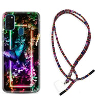 Samsung M21 M22 M23 M30 M31S M32 Kılıf Boyun Asklı Rasta Silikon Butterfly Neon 1684