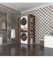 Kenzlife çamaşır-kurutma makinesi dolabı umare cvz 187*110*60 çekmeceli raflı banyo (Beyaz)