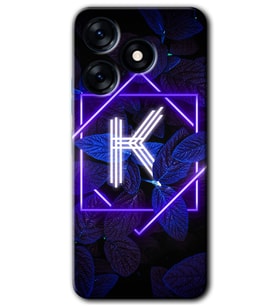 Tecno Spark 10 Pro Kılıf HD Desen Baskılı Kılıf - Dark Neon Yaprak K Harfi