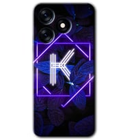 Tecno Spark 10 Pro Kılıf HD Desen Baskılı Kılıf - Dark Neon Yaprak K Harfi