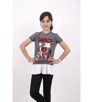 Toontoy Kız Çocuk Dance Pul Nakışlı Tişört (Antrasit Melanj)