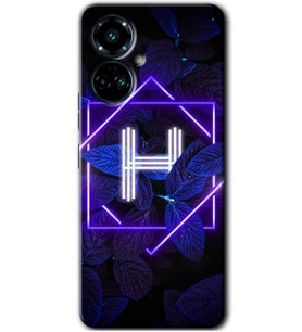 Tecno Camon 19 Pro Kılıf HD Desen Baskılı Kılıf - Dark Neon Yaprak H Harfi