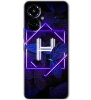 Tecno Camon 19 Pro Kılıf HD Desen Baskılı Kılıf - Dark Neon Yaprak H Harfi