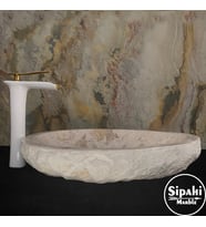 Traverten Oval Tasarım Damla Lavabo