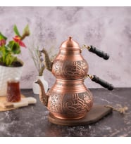 DMT COPPER Gaziantep Bakır Çaydanlık Takımı Büyük Boy AĞIR El İşlemeli TUĞRA MODELİ