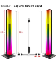 DLG RGB Işık Çubuğu 2’li Set Masaüstü Ambiyans Işığı Siyah