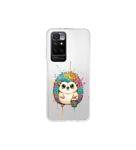 Redmi 10 2022 ile Uyumlu Splash Kirpi Tasarımlı Şeffaf Silikon Kılıf