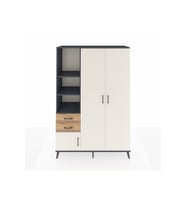 Hyperion Dolap 5 Raflı 2 Çekmeceli Tek Askılı 132x44x195 Antrasit-Aytaşı/Çam