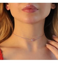Kalp Choker Gümüş Kolye