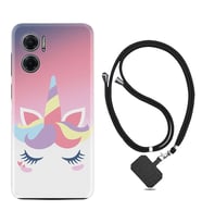 Xiaomi Redmi Note 11E Kılıf Silikon Boyun Askılı İpli Desenli Silikon Sweety Unicorn 1737
