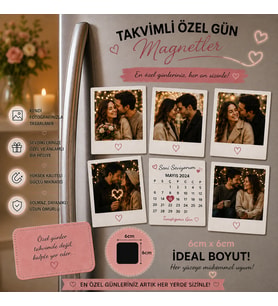 6'lı Tarihli Polaroid Magneti Sevgiliye Kişiselleştirilebilir Romantik Anı Hediye Seti