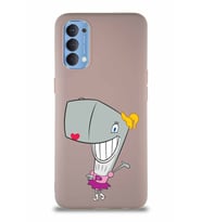 Oppo Reno 4 Soft Premier Kapak Pearl Yengeç Tasarımlı Silikon Kılıf - Pudra (Şeffaf)
