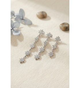 3 lü Set Küpe Gümüş Renk Kutup Yıldızı Detaylı TJ-BKP11947