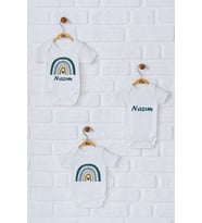Pia Baby Premium %100 Pamuk İsme Özel Organik Baskılı Üçlü Set Çıtçıtlı Bebek Body Zıbın Modelleri 5092-18 (Ekru)