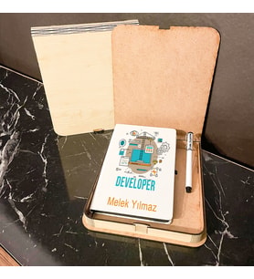 Developer Ahşap Kutulu Defter Kalem Set