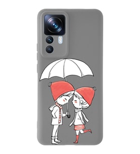 Xiaomi Mi 12T Uyumlu Lansman Kılıf Aşk Tasarımlı İçi Kadife Kapak-Gri (Şeffaf)