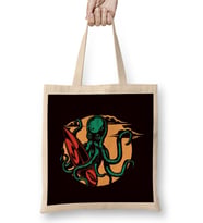 Octopus Surfer Surfing Surfboard Wave Ocean Water Sports Bez Çanta Uzun Saplı