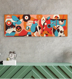 BK Gift Modern Soyut Tasarımlı Panorama Kanvas Tablo 100x35cm-17