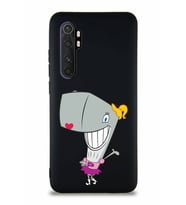 Xiaomi Mi Note 10 Lite Soft Premier Kapak Pearl Yengeç Tasarımlı Silikon Kılıf - Siyah (Şeffaf)