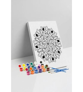 Kedi Desenli Mandala Tuval Boyama Seti 40x50 cm