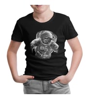 Monkey Astronaut Realistic Siyah Çocuk Tshirt