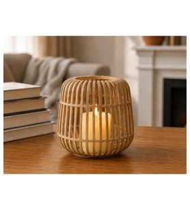 Alvera Modern Kafes Tasarımlı Dekoratif Mumluk – Tealight Mumluk, Masaüstü Ev ve Ofis Dekoru - Bej