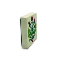 Çini Lale ve Karanfil Desen Baskılı Doğaltaş  Magnet(KD-042)Buzdolabı Süsü