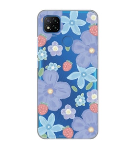 Redmi 9C / Redmi 10A Uyumlu Çiçek ve Çilek Desenli Şeffaf Telefon Kılıfı