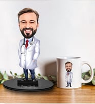 Kişiye Özel Doktor Tasarımlı Karikatür Biblo Ve Kupa Hediye Seti 207