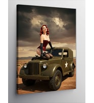 Kanvas Tablo Jeep ve Güçlü Kadın