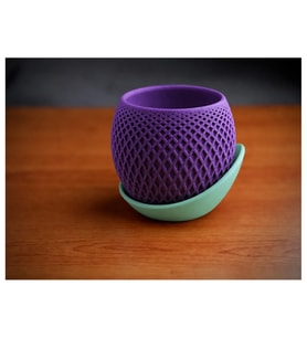 Alvera Küre Saksı – 3D Baskı Kafes Dokulu Iki Parçalı Dekoratif Saksı - Mor-Mint