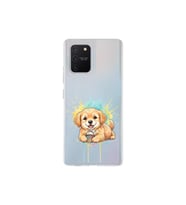 Samsung Galaxy A91 ile Uyumlu Splash Köpek Tasarımlı Şeffaf Silikon Kılıf