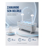 Mey İthalat® Uzaktan Kumandalı Aroma Difüzörü Sessiz Hava Nemlendirici Alev Efektli 2 4 8 Saat Zaman