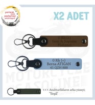 Güvenli Sürüş İçin, İsim Plaka ve 0 Rh (+) Kan Grubu Yazılı Motorcu Anahtarlığı 2'li, Kahve-Mavi-Ysl (Çok Renkli)