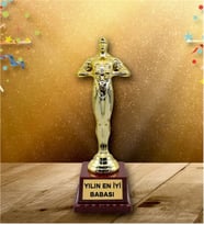 Eşe Sevgiliye Babaya Hediye Yılın En İyi Babası Oscarı Ödülü Hediye Büyük Boy (Sarı)