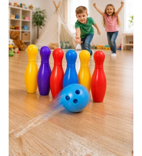 Çocuk Bowling Seti Renkli Top Ve 6 Kuka İçeren Eğitici Oyun