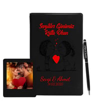 Sevgililer Gününe Özel Siyah Defter Kalem & Instagram Çerçeve Hediye Seti 19