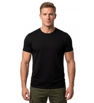 DeepSEA Erkek Siyah Slim Fit %90 Pamuk Likralı Yumuşak Dokulu Basic Tişört 1801131