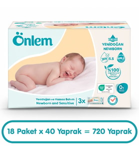 Önlem Yenidoğan Hassas Bakım Islak Havlu Mendil  40x18 720 Yaprak
