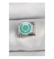 Mey İthalat® 316L Çelik Gümüş Renk Beyaz Mavi Barış İşareti İşlemeli Nomination Charm